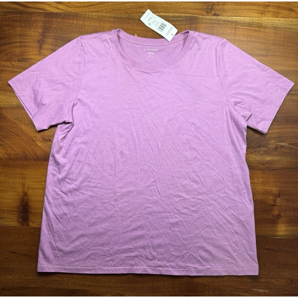 Eileen Fisher Women’s Pink Round Neck Organic Pima Jersey T Shirt Sz L - NWT